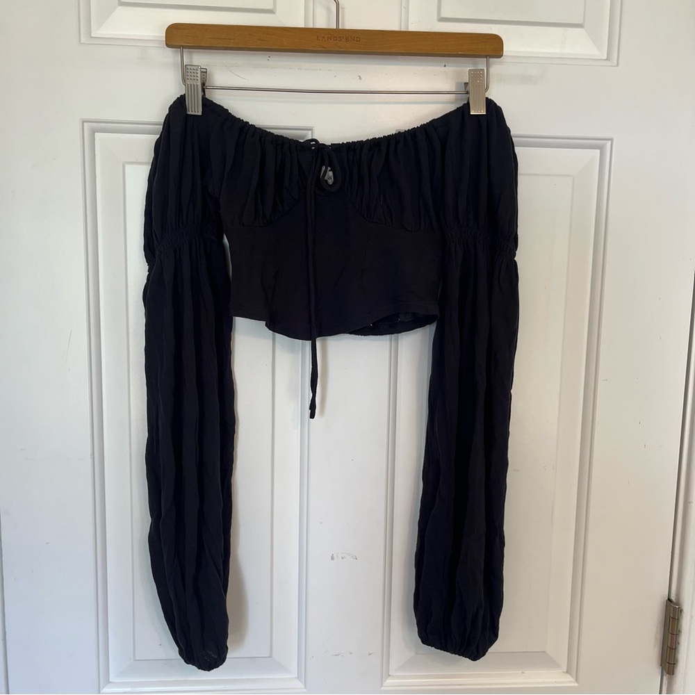 Urban Outfitters Black Off-Shoulder Crop Top